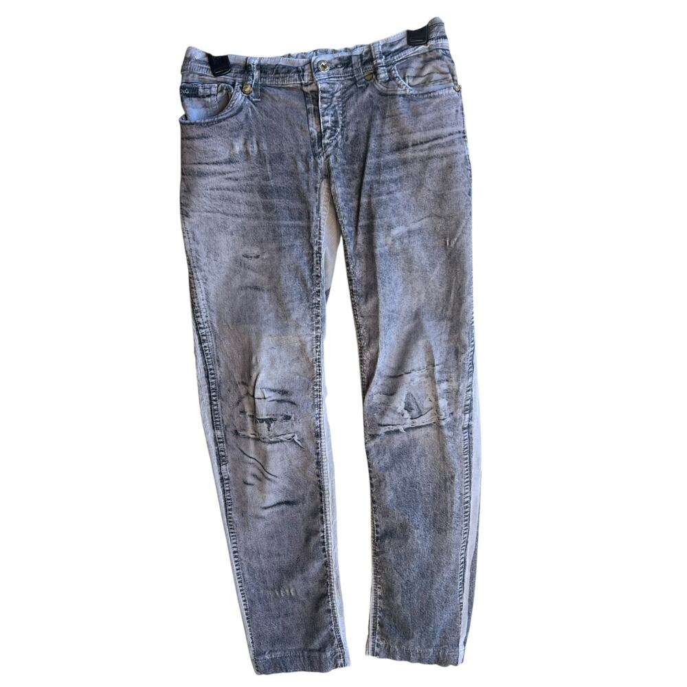 VTG 2000s Dolce & Gabbana Low Rise D&G Zipper Gray Corduroy SZ 30 Y2K Grunge